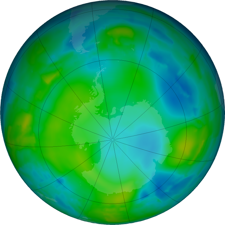 Antarctic ozone map for 03 June 2011